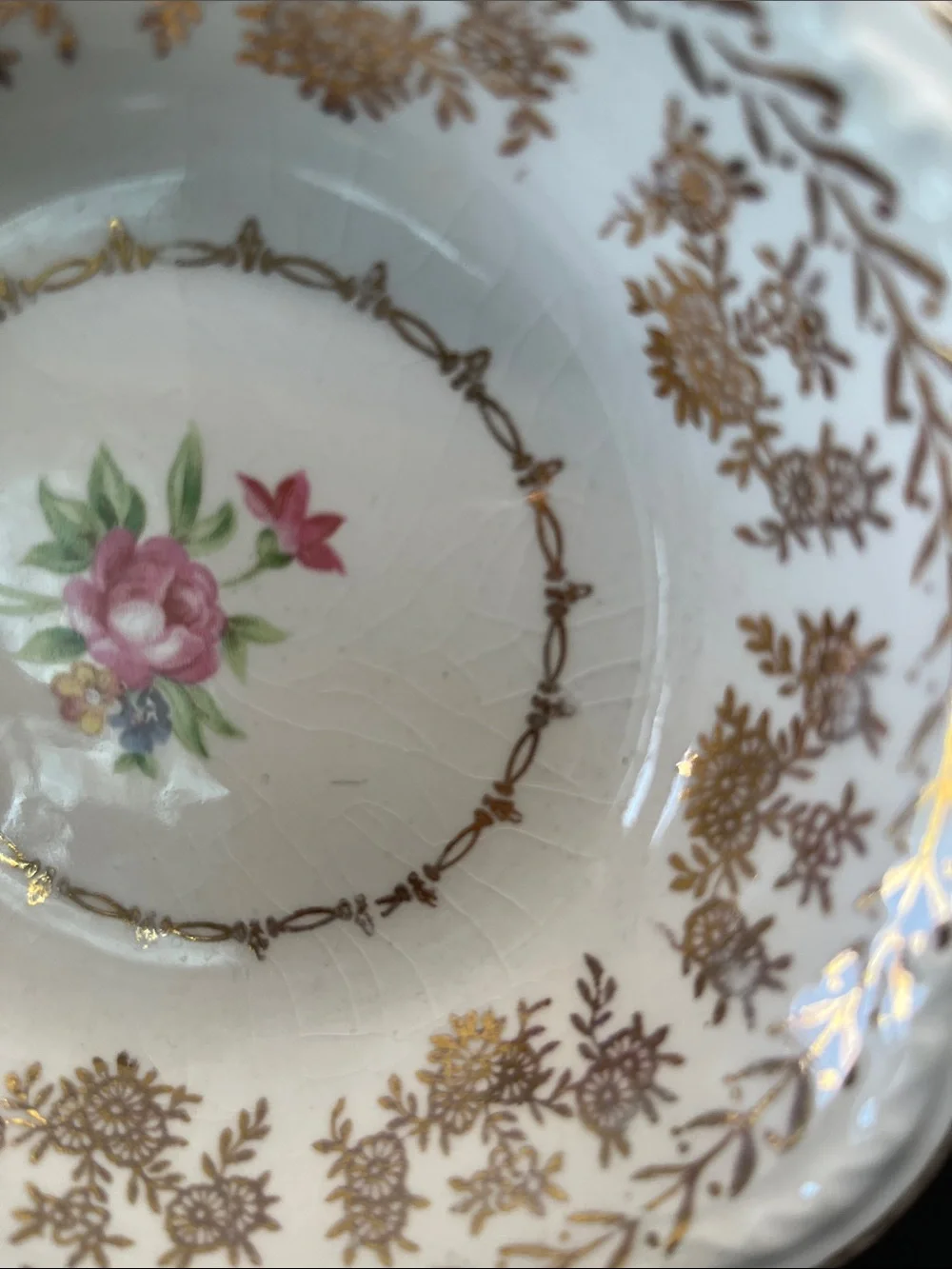 Vintage Stetson 22K Gold Floral Scalloped Small Bowl Dish